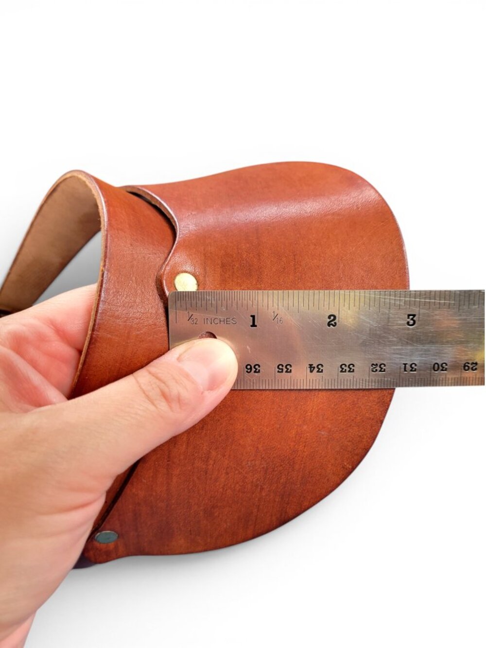 Artisan Made Leather Sun Visor in Rich Golden Brown with Brushed Gold Accents - Picture 8 of 13